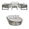 Kit Jogo de Sofás 4 Lugares + Chaise Redonda de 1,60 Cm Corda Náutica Alumínio Área Externa - 1