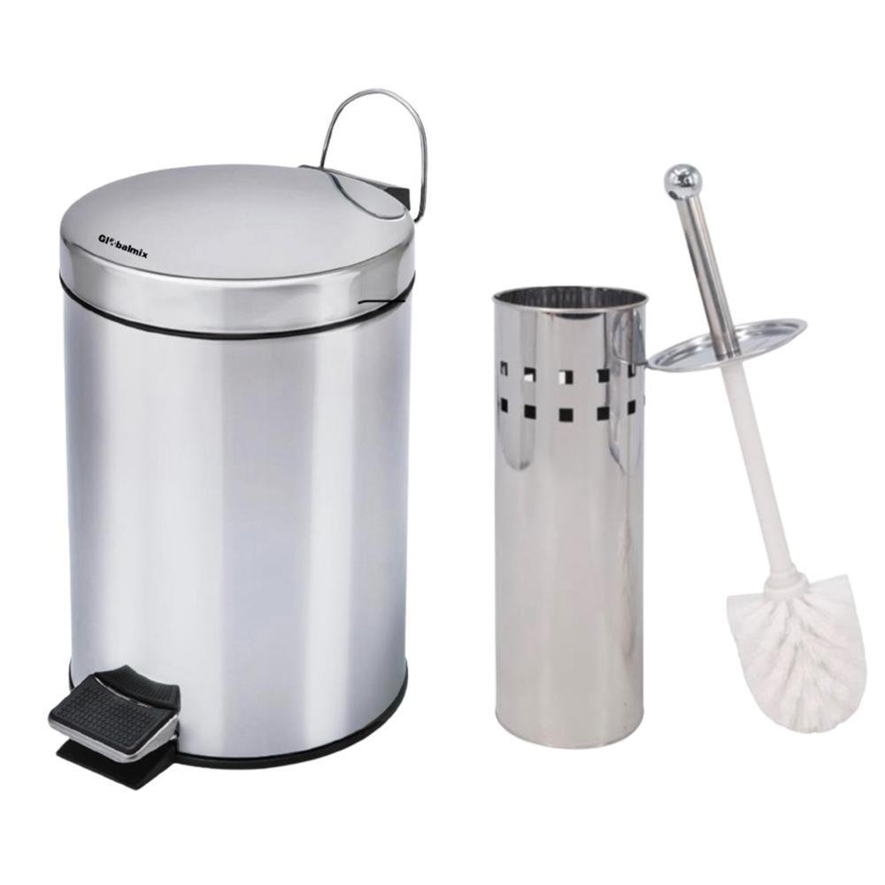 Kit para Banheiro Lixeira 5l e Escova Sanitária em Aço Inox ...