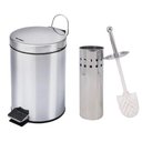 Ver imagem 2 de Kit para Banheiro Lixeira 5l e Escova Sanitária em Aço Inox