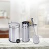 Kit para Banheiro Lixeira 5l e Escova Sanitária em Aço Inox - 4