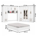 Ver imagem 4 de Guarda-roupa Casal Modulado com Cama Amazzonite 11 Portas 6 Gavetas com Espelho Branco - Pnr Móveis