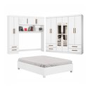 Ver imagem 3 de Guarda-roupa Casal Modulado com Cama Amazzonite 11 Portas 6 Gavetas com Espelho Branco - Pnr Móveis