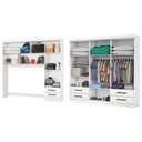Ver imagem 2 de Guarda-roupa Casal Modulado com Cama Amazzonite 11 Portas 6 Gavetas com Espelho Branco - Pnr Móveis