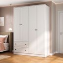 Ver imagem 1 de Guarda Roupa Fort em Mdf 160,5x220,2cm 4 Portas 2 Gavetas Branco 1206