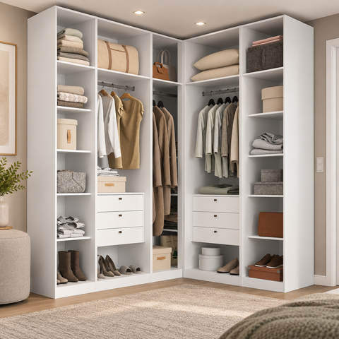Closet sem Portas Modulado 5 Peças MDF Altezza Belmax:Branco