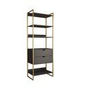 Ver imagem 2 de Guarda Roupa Aberto Industrial Solteiro 1 Módulo com Gaveta Preto Base Dourada