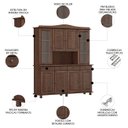 Ver imagem 3 de Cristaleira Portas Vidro 169cm Pé Madeira Rubia Café F07 - Mpozenato
