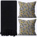 Ver imagem 1 de Kit 1 Manta para Sofá Preta 2,40 X 1,80 + 2 Capas de Almofada