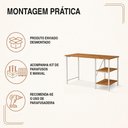 Ver imagem 7 de Escrivaninha Office Star Industrial 2 Prateleiras MDF 120cm Imbuia e Branco