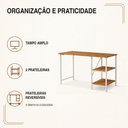 Ver imagem 3 de Escrivaninha Office Star Industrial 2 Prateleiras MDF 120cm Imbuia e Branco