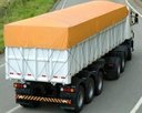 Ver imagem 1 de Lona Ck600 3,5x1,5m Laranja em Pvc com Ilhós em Latão para Caminhão e Transporte de Carga 650gr/