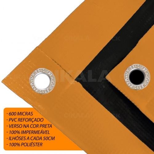 Lona CK600 3,5x1,5m Laranja em Pvc Com Ilhós em Latão Para Caminhão e Transporte de Carga 650gr/ - 2