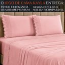 Ver imagem 2 de Conjunto Cama Casal Queen Size Kayla 04 Pç Bordado 300 Fios:Rosa