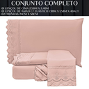 Ver imagem 6 de Conjunto Cama Casal Queen Size Kayla 04 Pç Bordado 300 Fios:Rosa