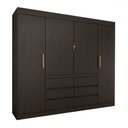 Ver imagem 4 de Guarda-roupa Casal Luxúria 4 Portas 6 Gavetas Ébano - Panorama Móveis