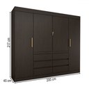Ver imagem 5 de Guarda-roupa Casal Luxúria 4 Portas 6 Gavetas Ébano - Panorama Móveis