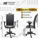 Ver imagem 4 de Cadeira Escritório Presidente Ergonômica Preta Nr17 Office Regulável Rodízios Confortável Costura