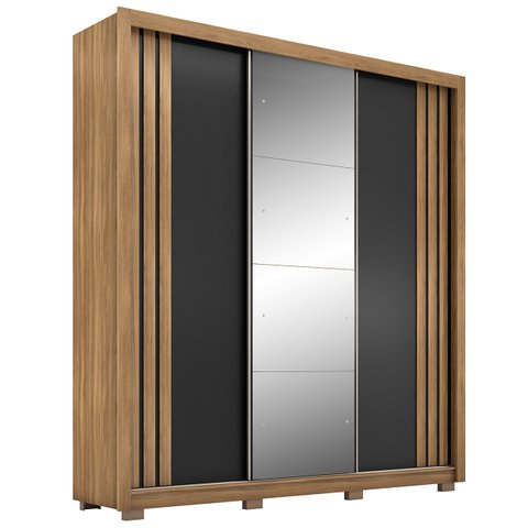 Guarda Roupa Casal 210cm com Espelho Moly Flex D02 Nude/preto - Mpozenato