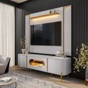 Ver imagem 1 de Kit Painel Maresias e Rack Juquehy C/ Iluminação Led Tv 75” - Off/ Cinamomo