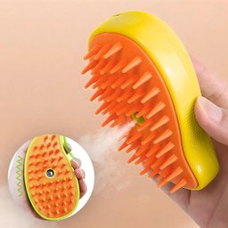 Escova Autolimpante 3 em 1 para Pets Vapor com Spray Amarelo - 5