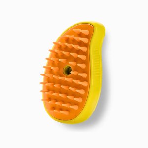 Escova Autolimpante 3 em 1 para Pets Vapor com Spray Amarelo
