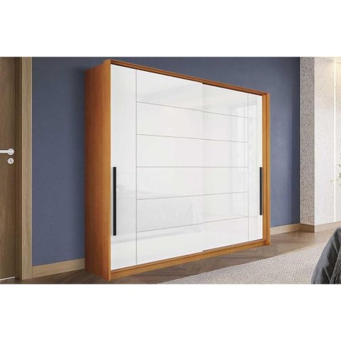 Guarda Roupa 2 Portas de Correr e 2 Gavetas Lisboa Freijo/branco - Politorno