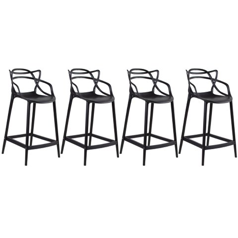KIT - 4 x banquetas médias Masters Allegra - 66 cm - Preto