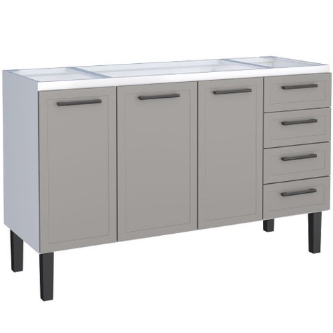 Gabinete para Cozinha Aço Juno 1,44m Cinza para Pia de 1,50m - P101223 - Cozimax Gabinete Aço Juno C