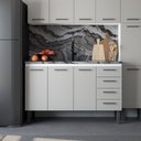 Ver imagem 2 de Gabinete para Cozinha Aço Juno 1,44m Cinza para Pia de 1,50m - P101223 - Cozimax Gabinete Aço Juno C