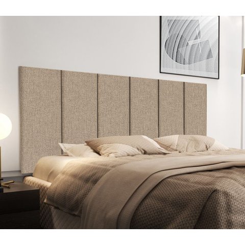 Cabeceira Viuva ou Solteirão Estofada Moderna para Quarto - 128 Cm - Palha Linho