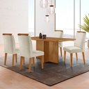 Ver imagem 1 de Mesa de Jantar Olímpia 120cm Mdf Canto Copo e com 4 Cadeiras Athenas