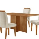 Ver mais imagens de Mesa de Jantar Olímpia 120cm Mdf Canto Copo e com 4 Cadeiras Athenas