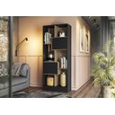 Ver imagem 3 de Livreiro Multiuso Com 6 Nichos Organizador 2 Portas Estante Carvalho Preto - Qmovi