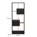 Ver imagem 2 de Livreiro Multiuso Com 6 Nichos Organizador 2 Portas Estante Carvalho Preto - Qmovi