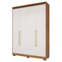 Ver imagem 3 de Guarda-Roupa Solteiro 4 Portas com Pés 159cm 100% MDF Lumiar Espresso Móveis Bege/Cinamomo/Grafiatto