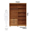 Ver imagem 4 de Guarda-Roupa Solteiro 4 Portas com Pés 159cm 100% MDF Lumiar Espresso Móveis Bege/Cinamomo/Grafiatto