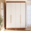 Ver imagem 1 de Guarda-Roupa Solteiro 4 Portas com Pés 159cm 100% MDF Lumiar Espresso Móveis Bege/Cinamomo/Grafiatto