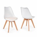 Ver imagem 2 de Conjunto 2 Cadeiras Leda Base Madeira Estofado PU Branca Decoreshop