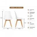 Ver imagem 4 de Conjunto 2 Cadeiras Leda Base Madeira Estofado PU Branca Decoreshop