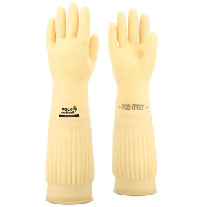 Luva de Látex Ranhurada Cano Longo Ca 15100 Volk do Brasil (10 Pares)