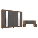 Ver imagem 1 de Guarda Roupa Casal Master New 8 Portas de Bater 4 Gavetas MDP com Espelho e Pés e Cabeceira Loanda