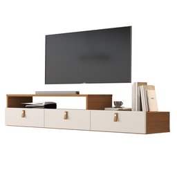 Rack Suspenso Lion 1.2m Home Decorativo Estante Tv Pequeno:freijo/off White - 4