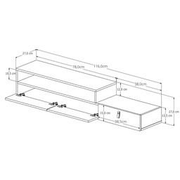 Rack Suspenso Lion 1.2m Home Decorativo Estante Tv Pequeno:freijo/off White - 5