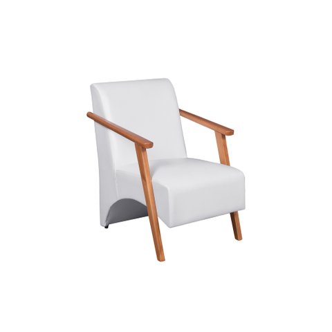 Poltrona Venus 1 Lugar Braço Madeira Maciça Courino Unidecor Branco