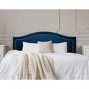 Ver imagem 1 de Cabeceira Casal Curva Luxo 140x60 Suede Azul - Tachas Prata