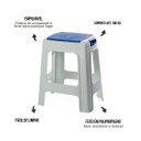 Ver imagem 3 de Banqueta Plástica Empilhável Resistente Branca C/ Azul