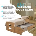Ver imagem 3 de Bicama Solteiro Elis com 2 Colchões e Cama Auxiliar Puxável para Quarto Infantil e Visitas - Amêndoa