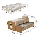 Ver imagem 4 de Bicama Solteiro Elis com 2 Colchões e Cama Auxiliar Puxável para Quarto Infantil e Visitas - Amêndoa