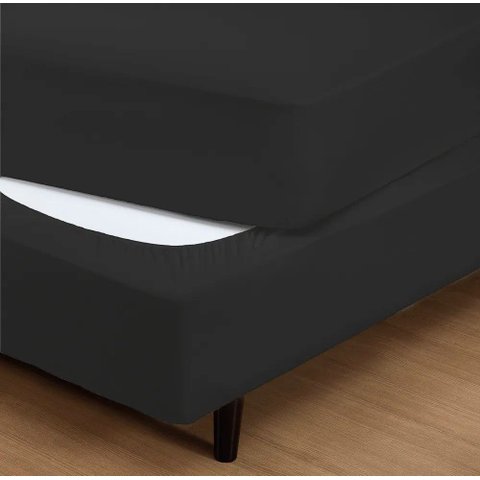 Saia para Cama Box - Queen Size - Fit Box - Malha - Sul Brasil Preto_Fitbox