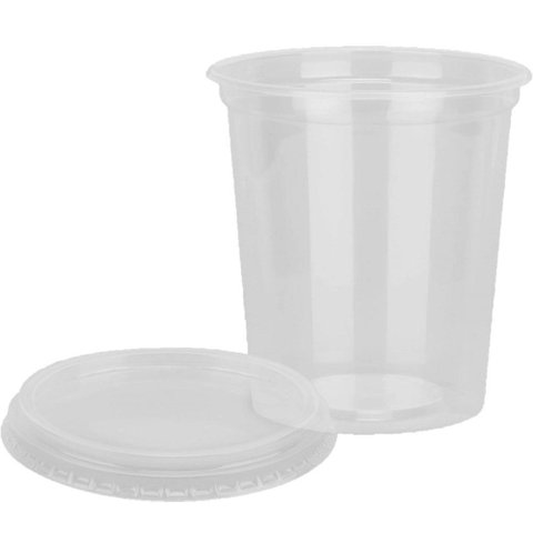 Kit Pote e Tampa de Plastico Redondo Pp Liso 500ml Pt 25 Un Copaza